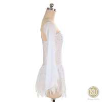 LIUHUO Robe de patinage artistique Robe de patinage blanche Robe de danse justaucorps dentelle florale Robe dorée et grise CA