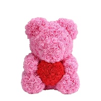 Regalo de San Valentín 2026 para Parejas, Osos de Peluche con Rosas de Tacto Natural en Caja de Flores de Plástico para Mujeres