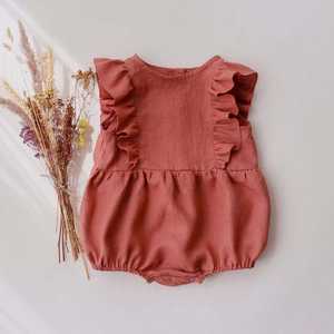 2025 Baby Baby Meisjes Jumpsuit Zomer Baby Pasgeboren Korte Mouwen Linnen Katoenen Romper - Product Image 2