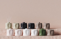 Pot à bougie en ciment céramique multi-volumes au design torsadé unique CH avec couvercle, grand récipient à bougie, diffuseur