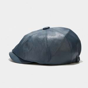 Béret vintage en cuir PU, casquette de newsboy à 8 panneaux pour femmes et hommes, mode et élégance - Product Image 6