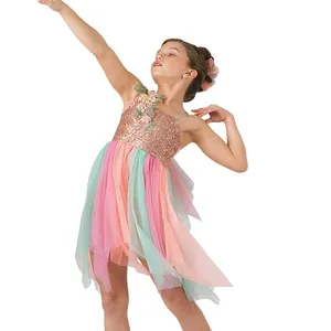 Vestido de baile lírico de Ballet para niñas y adolescentes, vestido de baile contemporáneo, recital, espectáculo, traje de actuación, vestido lírico