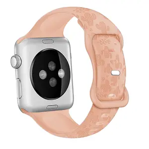 Silikon band für Apple Watch Serie 7 geprägtes Apple Silikon armband geschnitztes Armband für Apple Watch Serie 8/7/6/5/4