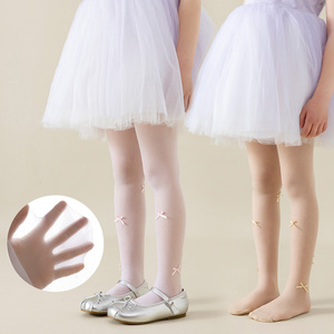 Medias de Lentejuelas Blancas con Lazo para Niñas, Pantimedias Ultrafinas Transpirables Anti-rozaduras Cortables para Verano - Product Image 1