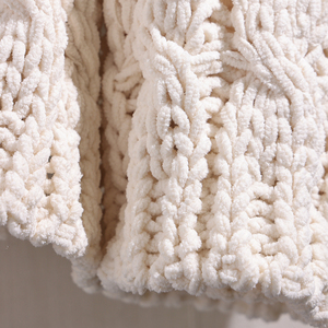 Chunky Knit Blanket Throw Soft <span class=keywords><strong>Jumbo</strong></span> Chenille Blanket Yarn Cozy Modern Style Soft Throws for Home Use Taille personnalisable - Product Image 6