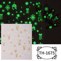 Nouveaux autocollants pour ongles de Noël 2026, autocollants 3D flocons de neige phosphorescents, autocollants ultra-fins sans couture Père Noël rouge, vente en gros
