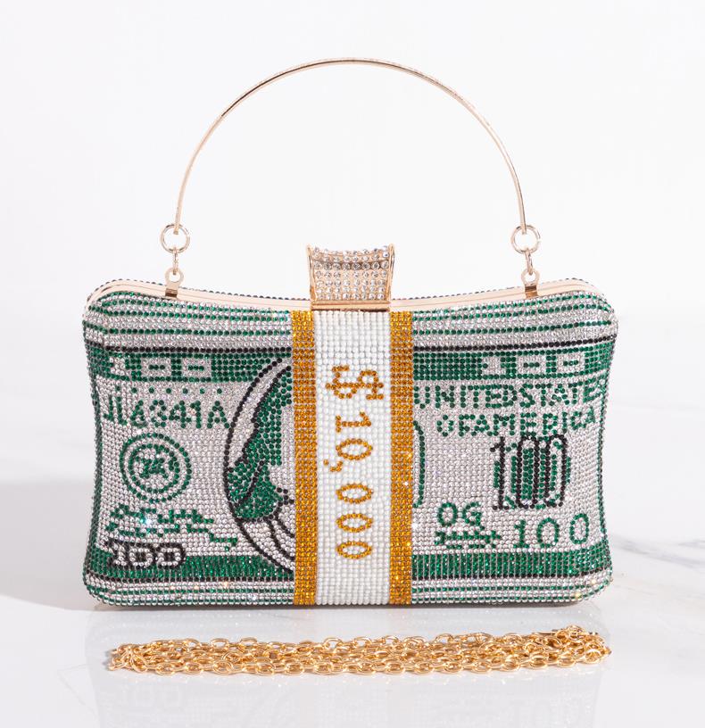 Strass Avond Handtas Geld Tas Dollar Clutch Purse Voor Vrouwen