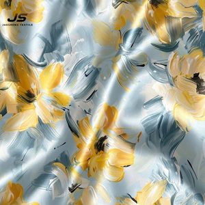 Custom Blue <strong>Background</strong>&amp; Floral Printed Fabric 100% Polyester Satin Fabric for Garment - Product Image 2