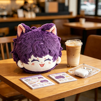Porte-clés en peluche personnalisé Manjuu, personnage d'anime, mignon, rond, anti-stress, avec breloque tête et oreilles de chat, OEM, 10 cm, en coton rembourré