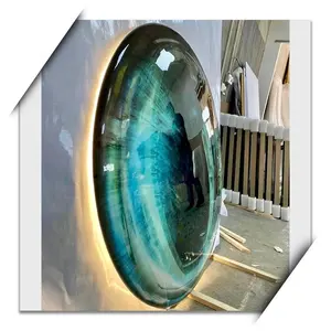 창조적 인 스테인레스 스틸 오목 거울 라운드 교수형 장식 손으로 그린 고급 현관 벽 예술 장식