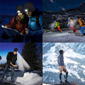 LED Beanie Hat với ánh sáng Unisex ấm mùa đông hat với đèn LED Headlamp cap mùa đông dệt kim đêm thắp sáng hat đèn pin - Product Image 4