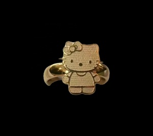 Anello Personalizzato in Acciaio Inossidabile Placcato Oro 18K, Gioiello Trendy a Forma di Cartone Animato per Donne e Ragazzi, Idea Regalo - Product Image 3