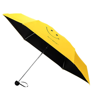 Parapluie pliant classique jaune et noir avec motif Smiley - Product Image 1