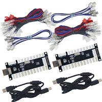 Kit de bricolage pour contrôleur de jeu à deux joueurs SJ@JX, encodeur USB, carte de code, contrôleur de jeu sans délai, 20 boutons, câble, 2 câbles de joystick