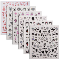 Nouveauté : Autocollants pour ongles d'Halloween, design holographique foncé, crâne, toile d'araignée, autocollants pour nail art, pour manucure