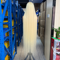 Perruques de qualité supérieure sans colle Full HD Lace de 50 pouces, cheveux humains 100% blonds 613 longs perruques de cheveux humains Full Lace pour femme noire