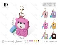 Porte-monnaie anti-stress Ours 7 pouces, mini portefeuille zippé dessin animé unisexe en tissu non tissé, accessoire porte-clés - Product Image 1