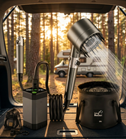 Pompe de douche de camping portable rechargeable avec batterie 6000 mAh, écran LED, étanche pour la randonnée et les voyages en extérieur