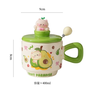Taza de Porcelana de 400 ml con Tapa, Diseño Navideño de Animales de Dibujos Animados, Apta para Lavavajillas y Microondas, en Caja de Regalo - Product Image 3
