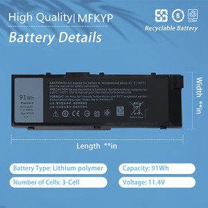 Batterie d'ordinateur portable au lithium-ion rechargeable MYiYAE 11,4 V 91 Wh MFKVP pour <span class=keywords><strong>Dell</strong></span> <span class=keywords><strong>Precision</strong></span> 15 7510 7520 M7510 <span class=keywords><strong>17</strong></span> 7710 <span class=keywords><strong>7720</strong></span> M7710 Series - Product Image 5