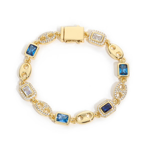 8mm Mariner Link Moissanite <b>Bracelets</b> Multi Hue Gem Gold Over 925 Silver Stone Studded Spring Lock Hip Hop Custom Suppliers B2B - Product Image 1