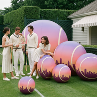 Réplique de balle de tennis réaliste, grand format, multi-tailles, avec logo imprimé, en PVC gonflable, durable et étanche, pour exposition, OEM ODM