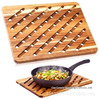 Sous-plat isolant en bois d'acacia creux, style nordique, pour tables de cuisine et de salle à manger, pour plats chauds, casseroles, bols - 1,2 cm d'épaisseur, carré