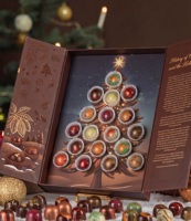 Boîte d'emballage de luxe pour boules de chocolat de Noël, boîte cadeau rigide en papier personnalisée avec gaufrage et marquage à chaud, fermeture magnétique, pour truffes