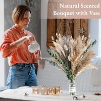 80 PCS Rumput Pampas Kecil Alami Vas Kaca Bunga Kering Buket Lavender Eucalyptus Dekorasi Meja Boho Rustic