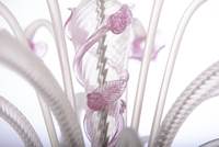 Lámpara de Araña de Cristal Rosa de Lujo Hecha a Mano con Forma de Flor, Lámpara Colgante Vintage para Decoración de Hotel, Hogar y Sala de Estar