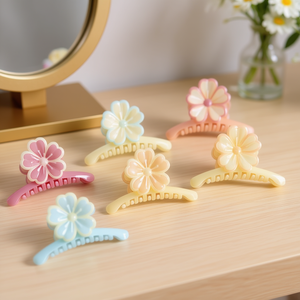 Fermagli per capelli Angelina Flower da 12 cm, stile dolce per donna, uso quotidiano, accessori per capelli in plastica di alta qualità - Product Image 2