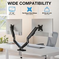 Nouveau support ergonomique double écran pour écrans de 17 à 34 pouces, mouvement complet, charge de 22 lb par bras, réglage flexible, support stable en alliage