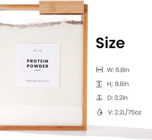 Luftdichter Reisspender aus Holz, rechteckig, Getreide-Vorratsbehälter-<span class=keywords><strong>Set</strong></span> aus Glas, 10 kg Bambus-Getreidespender für die Küche - Product Image 2