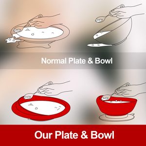Elderly Self-Feeding Tableware Set 3-Piece <b>Red</b> Suction Cup Base Adaptive Spoon Bowl Parkinson's Rehabilitation <b>Therapy</b> Supplies - Product Image 4