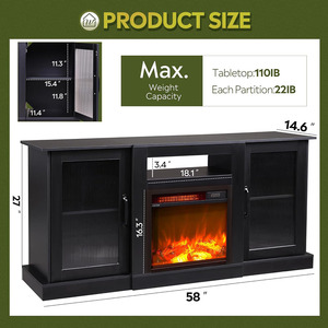 Hiện đại điện lò sưởi TV đứng trung tâm giải trí với Mở Kệ cho nhà phòng khách - Product Image 6