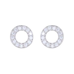 Open Circle CZ <b>Sterling</b> <b>Silver</b> <b>Stud</b> Earrings - Product Image 2