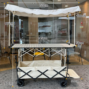 便携式食品摊位小贩推车折叠多功能车带折叠桌移动商店带遮阳篷野营折叠推车 - Product Image 1