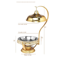 Luxus Diamant Design Golden Round 8L Catering Chafing Dish Food Warmer Set mit hängendem Deckel Food Warmer Set