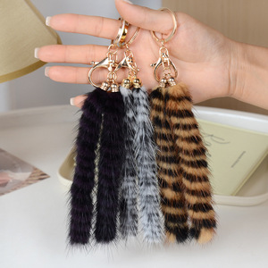 Creative Christmas Gift Faux Mink Fur Tail <b>Key</b> Chain Pom Pom Keyring for Women Bag Car - Product Image 6
