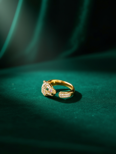 Animal Head Diamond <b>Ring</b> Yellow <b>Gold</b> Pave Setting <b>Cocktail</b> <b>Ring</b> Unisex Luxury Everyday Wear - Product Image 2