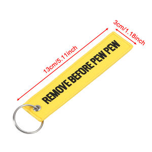 سلسلة مفاتيح تطريزية بتصميم 'Remove Before PEW PEW' للطيارين، هدايا للطيران، بطاقة تعريف للأمتعة - Product Image 3