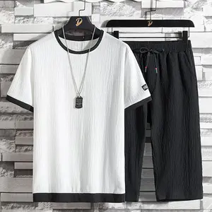 Summer New Men's Two Piece Set Casual T-Shirt and Shorts Sets Men Sports Suit Fashion Short Sleeve Tracksuit