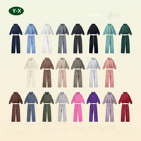 Y-X hiver personnalisé surdimensionné uni coton blanc à capuche costume hommes pull unisexe en vrac grande taille hommes sweats à capuche et pantalons de survêtement ensemble