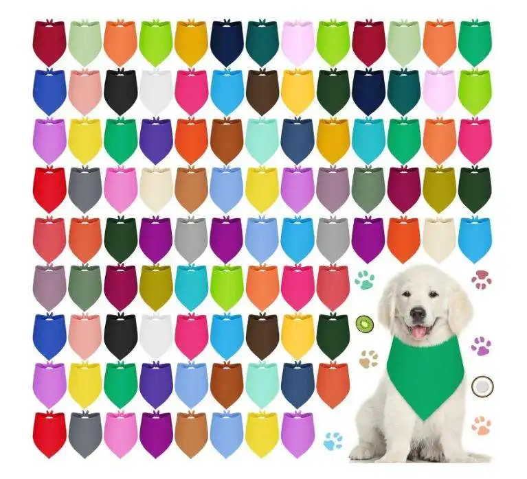 Wholesale Pet Square Triangle Plain Printed NO MOQ Custom Digital Print Cotton Customized Scarf Custom Logo Dog Pet Bandanna