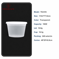 Teguan Gobelets à soupe jetables multifonctionnels de 16 oz, résistants aux fuites, compatibles micro-ondes, avec couvercles transparents, contenants alimentaires en plastique sans BPA, cuisine