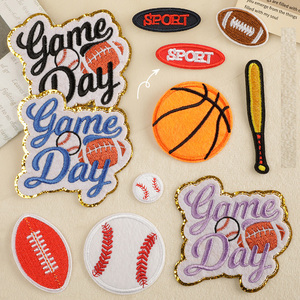 Toppe ricamate con lettere di ciniglia di Design personalizzato per abbigliamento-borse da calcio sportive da Diy in ferro su toppa ricamata - Product Image 1