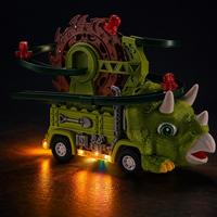 Jouet de voiture dinosaure Triceratops à piste spirale éducatif STEM avec ascenseur, lumière et son pour enfants garçons et filles