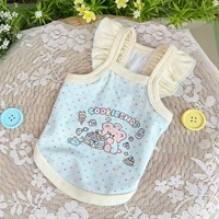 Gilet pour animaux de compagnie en tissu fin de luxe, doux, respirant et respectueux de la peau, avec motifs de dessins animés mignons et impression numérique de palettes de couleurs macaron