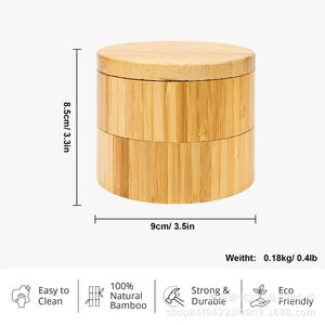 <b>Bamboo</b> Spice Jar Round Airtight <b>Container</b> With Lid For Kitchen Storage - Product Image 4