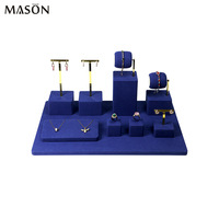 Présentoir de Bracelet de Base de forme carrée Bracelet en Microfibre Bleu Bracelet Montre Chaîne Présentoir Rack